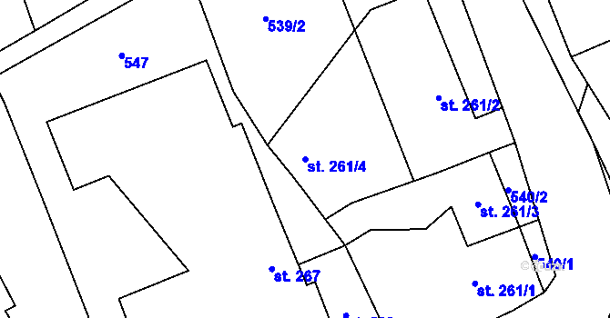 Parcela st. 261/4 v KÚ Šumvald, Katastrální mapa