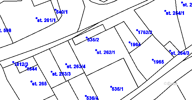 Parcela st. 262/1 v KÚ Šumvald, Katastrální mapa
