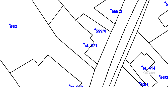 Parcela st. 271 v KÚ Šumvald, Katastrální mapa