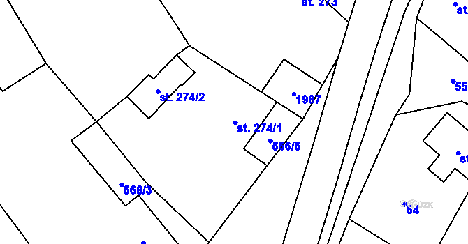 Parcela st. 274 v KÚ Šumvald, Katastrální mapa