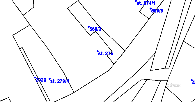 Parcela st. 276 v KÚ Šumvald, Katastrální mapa
