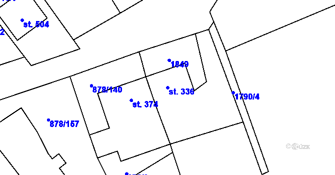 Parcela st. 336 v KÚ Šumvald, Katastrální mapa