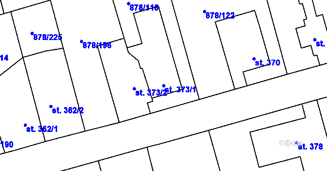 Parcela st. 373/1 v KÚ Šumvald, Katastrální mapa