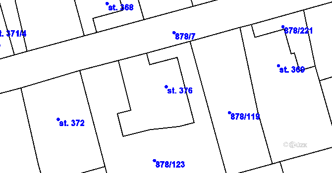Parcela st. 376 v KÚ Šumvald, Katastrální mapa