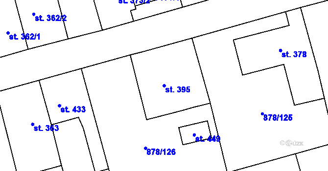 Parcela st. 395 v KÚ Šumvald, Katastrální mapa