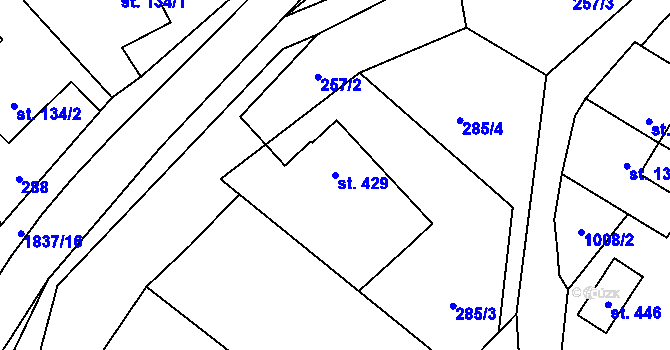 Parcela st. 429 v KÚ Šumvald, Katastrální mapa