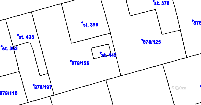 Parcela st. 449 v KÚ Šumvald, Katastrální mapa