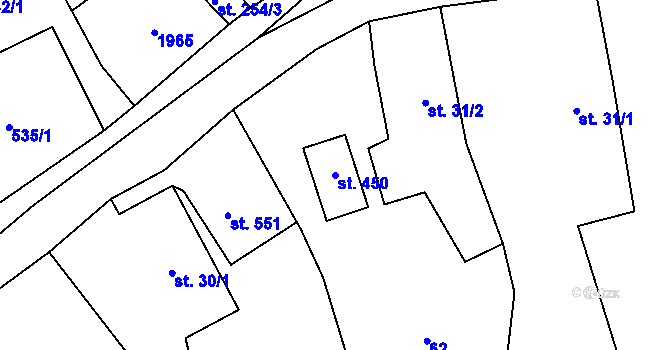 Parcela st. 450 v KÚ Šumvald, Katastrální mapa