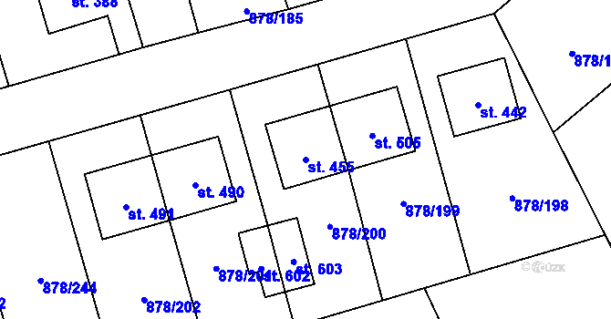 Parcela st. 455 v KÚ Šumvald, Katastrální mapa