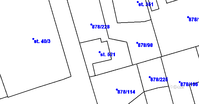Parcela st. 521 v KÚ Šumvald, Katastrální mapa