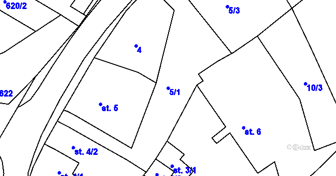 Parcela st. 5/1 v KÚ Šumvald, Katastrální mapa