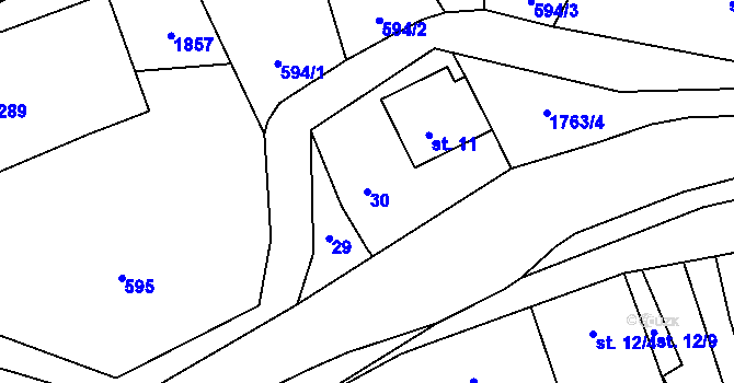 Parcela st. 30 v KÚ Šumvald, Katastrální mapa
