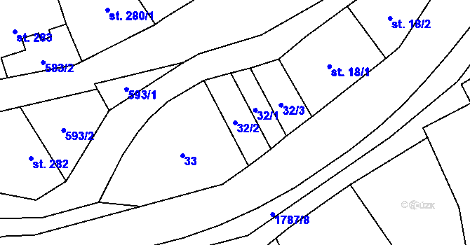 Parcela st. 32/2 v KÚ Šumvald, Katastrální mapa