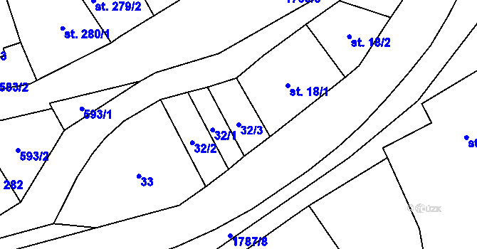 Parcela st. 32/3 v KÚ Šumvald, Katastrální mapa