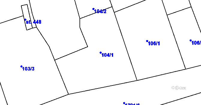 Parcela st. 104/1 v KÚ Šumvald, Katastrální mapa