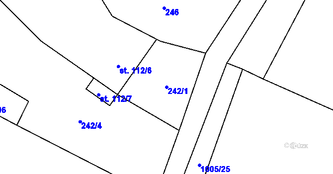 Parcela st. 242/1 v KÚ Šumvald, Katastrální mapa