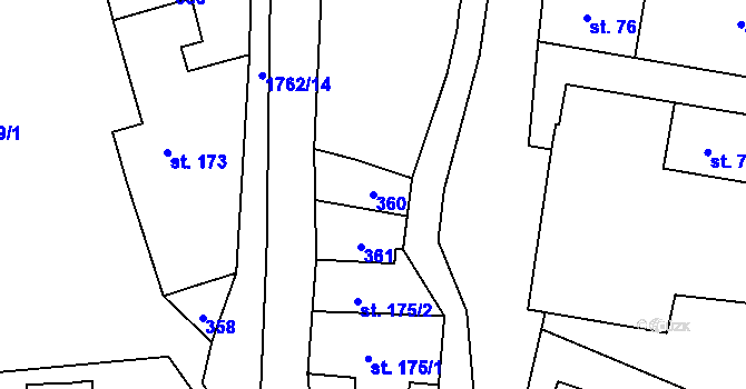 Parcela st. 360 v KÚ Šumvald, Katastrální mapa