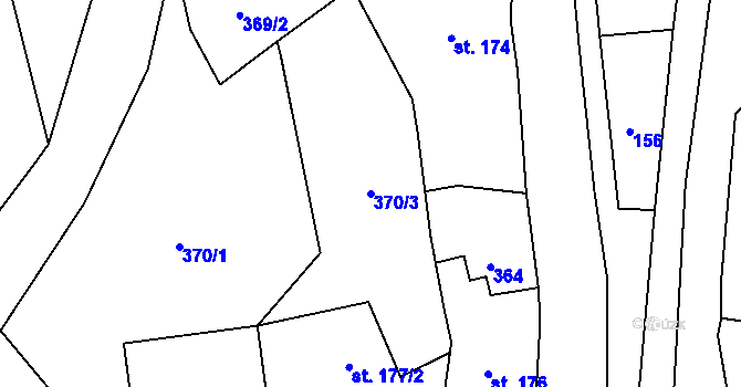 Parcela st. 370/3 v KÚ Šumvald, Katastrální mapa