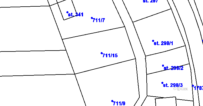 Parcela st. 711/15 v KÚ Šumvald, Katastrální mapa