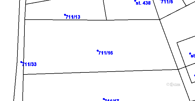 Parcela st. 711/16 v KÚ Šumvald, Katastrální mapa