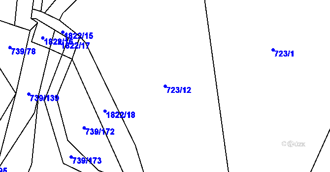 Parcela st. 723/12 v KÚ Šumvald, Katastrální mapa