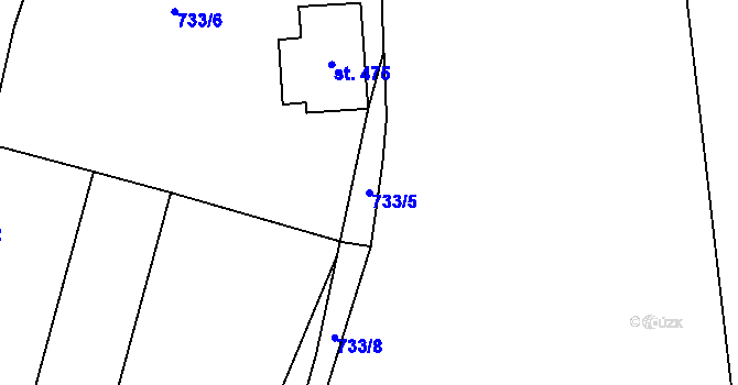 Parcela st. 733/5 v KÚ Šumvald, Katastrální mapa