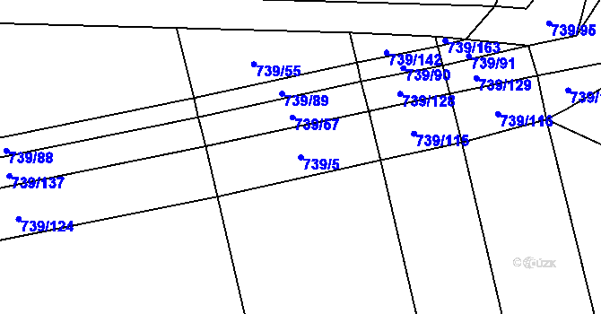 Parcela st. 739/5 v KÚ Šumvald, Katastrální mapa