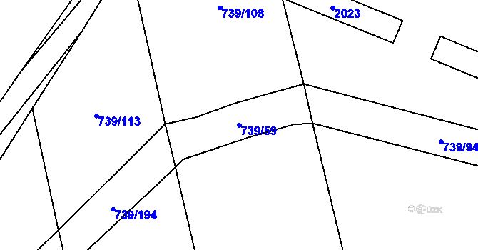 Parcela st. 739/59 v KÚ Šumvald, Katastrální mapa