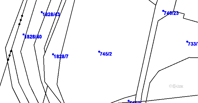 Parcela st. 745/2 v KÚ Šumvald, Katastrální mapa