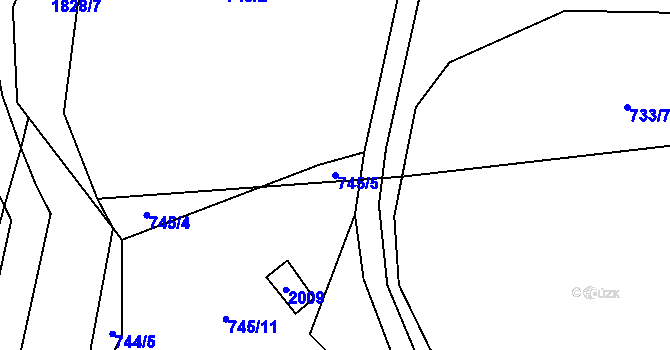 Parcela st. 745/5 v KÚ Šumvald, Katastrální mapa