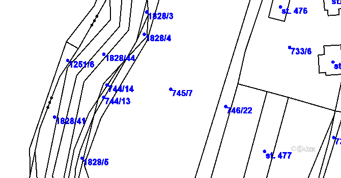 Parcela st. 745/7 v KÚ Šumvald, Katastrální mapa