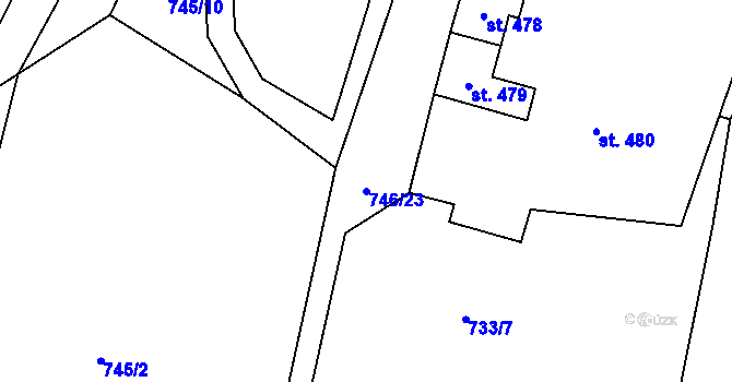 Parcela st. 746/23 v KÚ Šumvald, Katastrální mapa