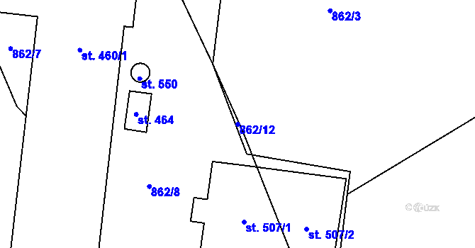 Parcela st. 862/12 v KÚ Šumvald, Katastrální mapa