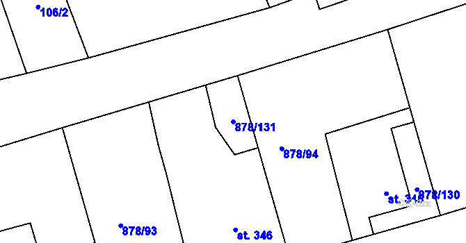 Parcela st. 878/131 v KÚ Šumvald, Katastrální mapa