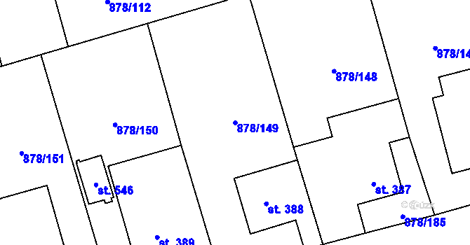 Parcela st. 878/149 v KÚ Šumvald, Katastrální mapa