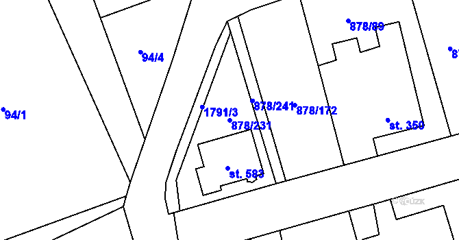 Parcela st. 878/231 v KÚ Šumvald, Katastrální mapa