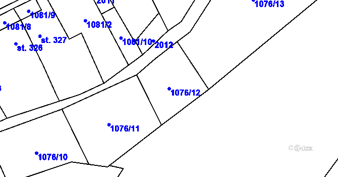 Parcela st. 1076/12 v KÚ Šumvald, Katastrální mapa