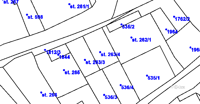 Parcela st. 263/4 v KÚ Šumvald, Katastrální mapa