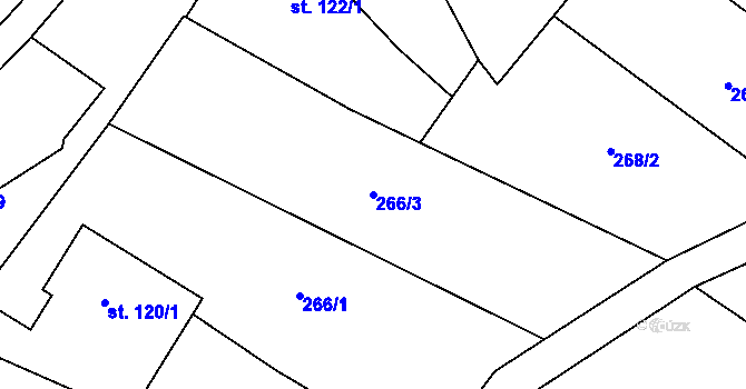 Parcela st. 266/3 v KÚ Šumvald, Katastrální mapa