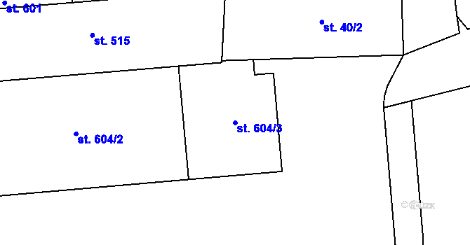 Parcela st. 604/3 v KÚ Šumvald, Katastrální mapa