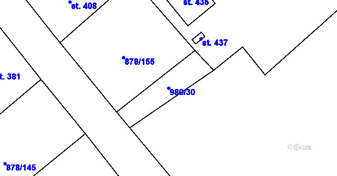 Parcela st. 980/30 v KÚ Šumvald, Katastrální mapa