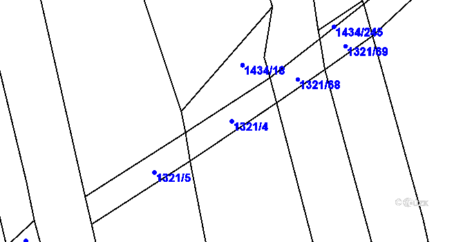 Parcela st. 1321/4 v KÚ Šumvald, Katastrální mapa