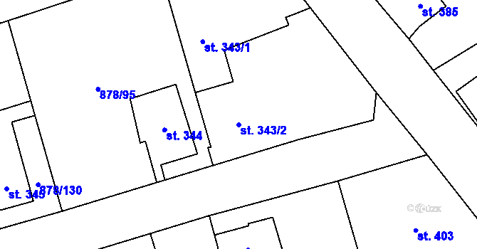 Parcela st. 343/2 v KÚ Šumvald, Katastrální mapa