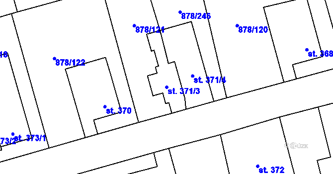 Parcela st. 371/3 v KÚ Šumvald, Katastrální mapa