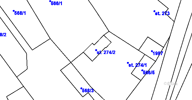 Parcela st. 274/2 v KÚ Šumvald, Katastrální mapa