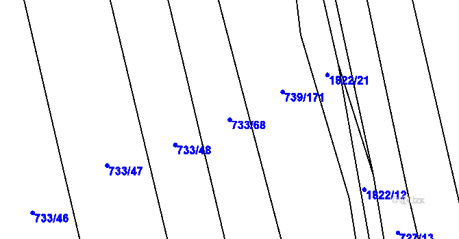 Parcela st. 733/68 v KÚ Šumvald, Katastrální mapa