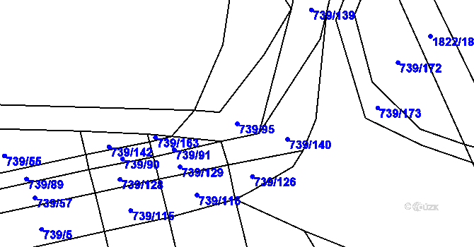 Parcela st. 739/95 v KÚ Šumvald, Katastrální mapa