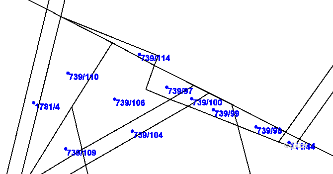Parcela st. 739/97 v KÚ Šumvald, Katastrální mapa