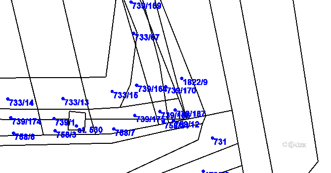 Parcela st. 739/170 v KÚ Šumvald, Katastrální mapa