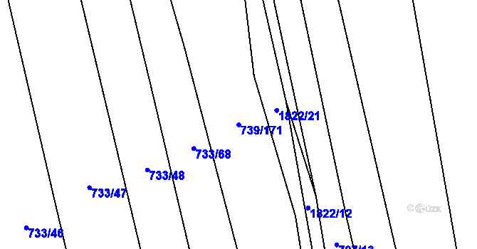 Parcela st. 739/171 v KÚ Šumvald, Katastrální mapa